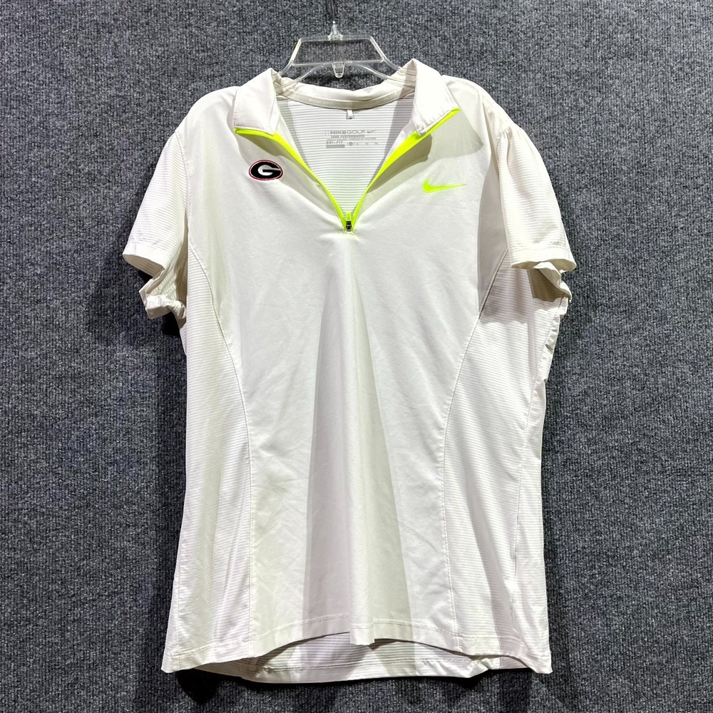 Nike Dri-Fit Golf Tour Performance Shirt Women XL White 1/4 Zip Georgia Bulldogs